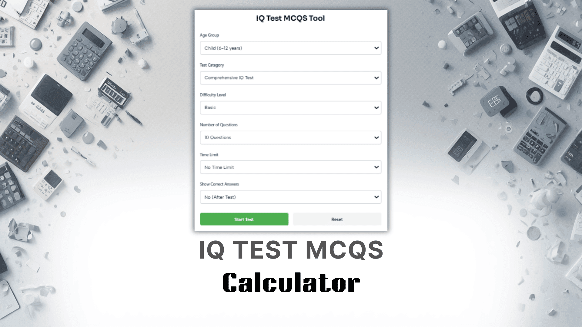 IQ Test MCQS Calculator