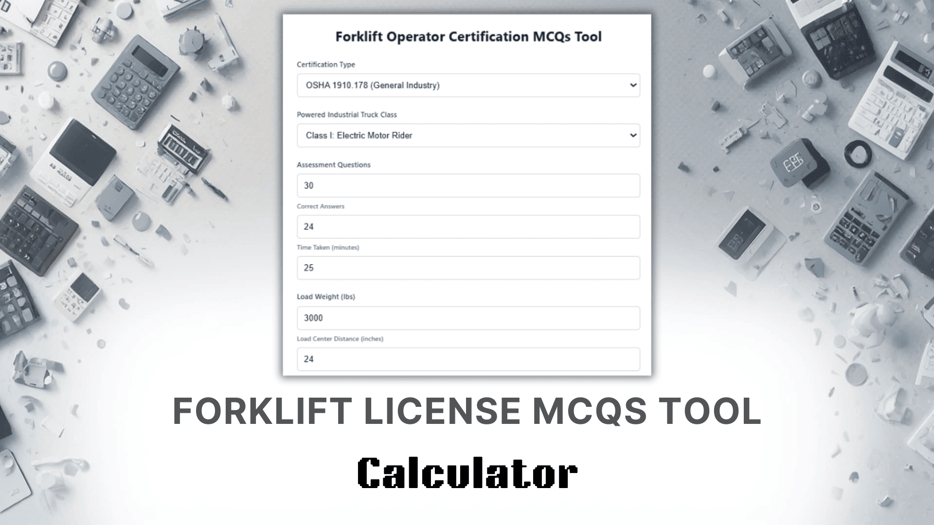 Forklift License MCQS Tool Calculator