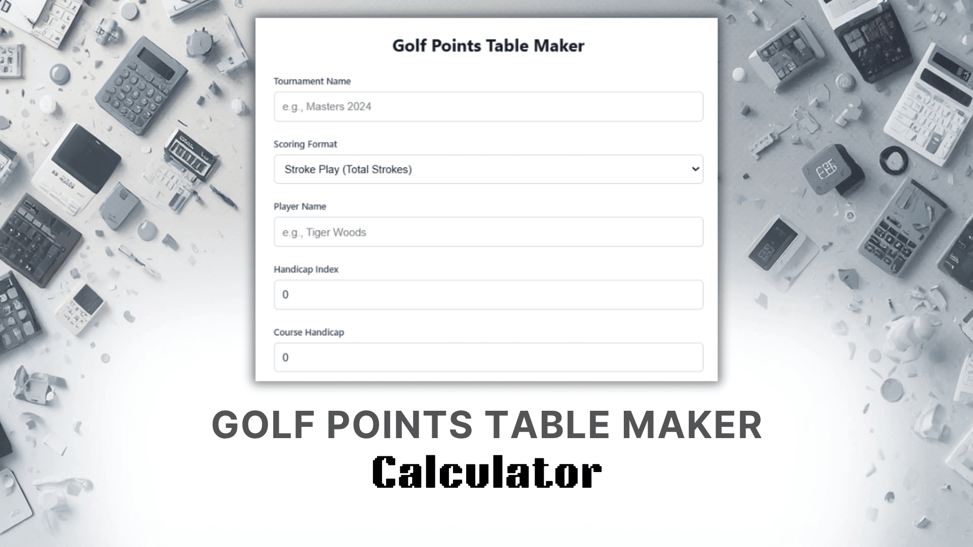 Golf Points Table Maker