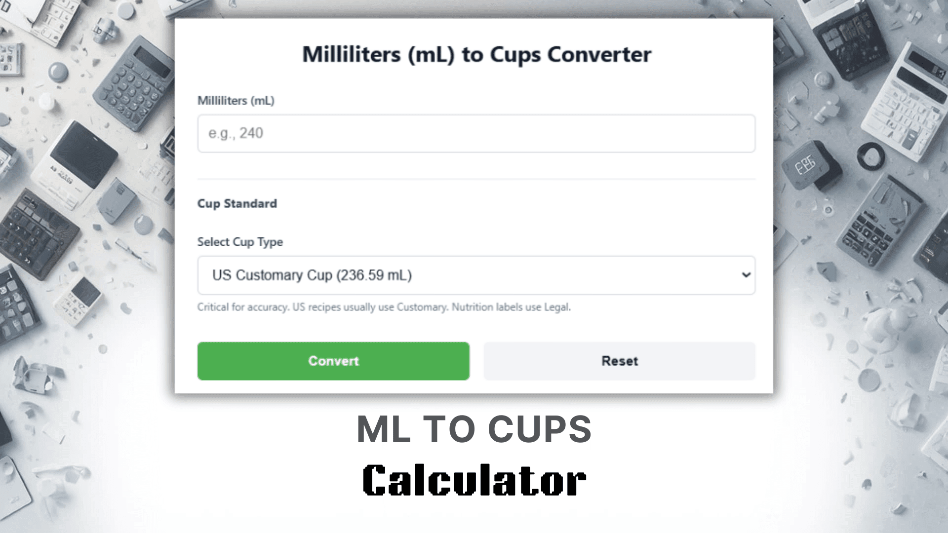 Ml To Cups Calculator
