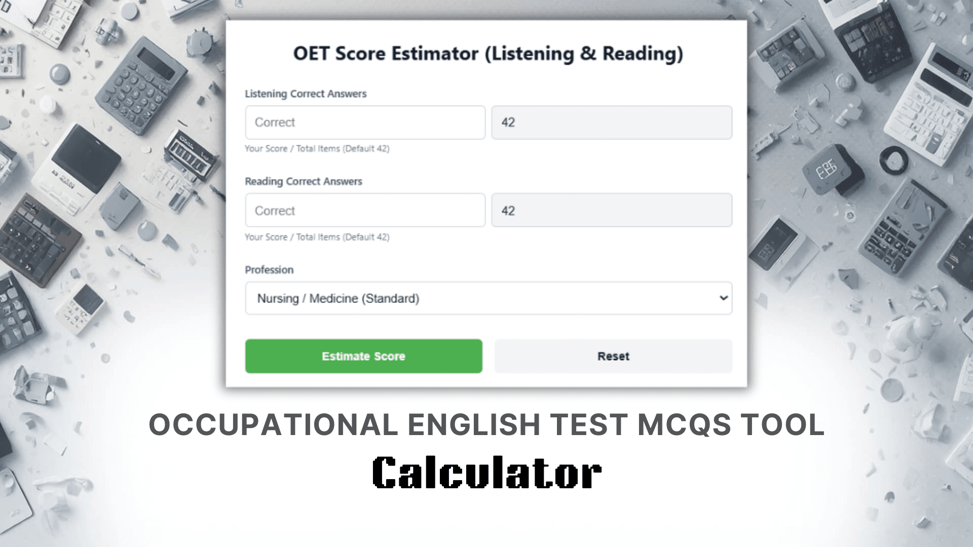 Occupational English Test MCQS Tool Calculator