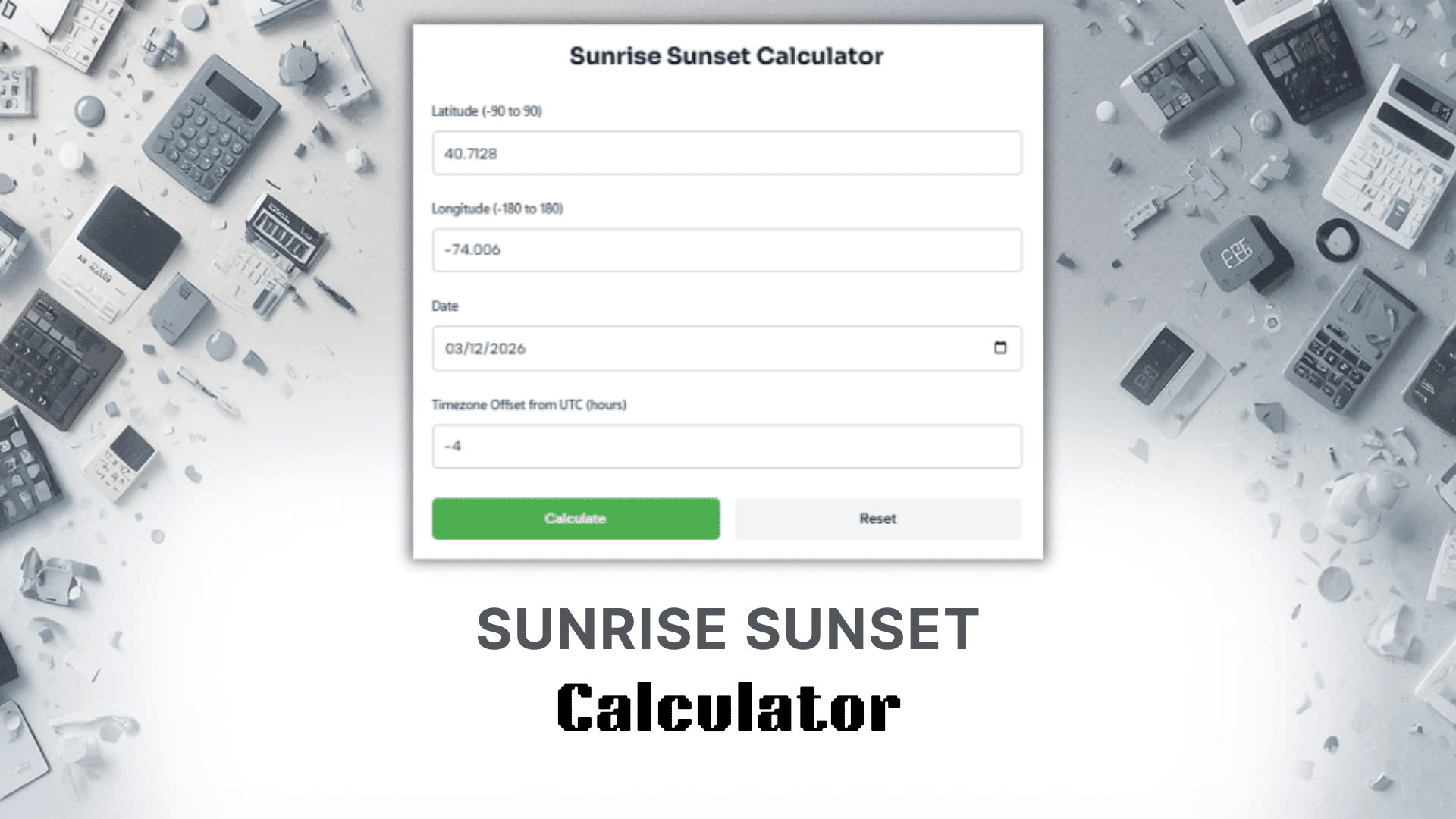 Sunrise Sunset Calculator