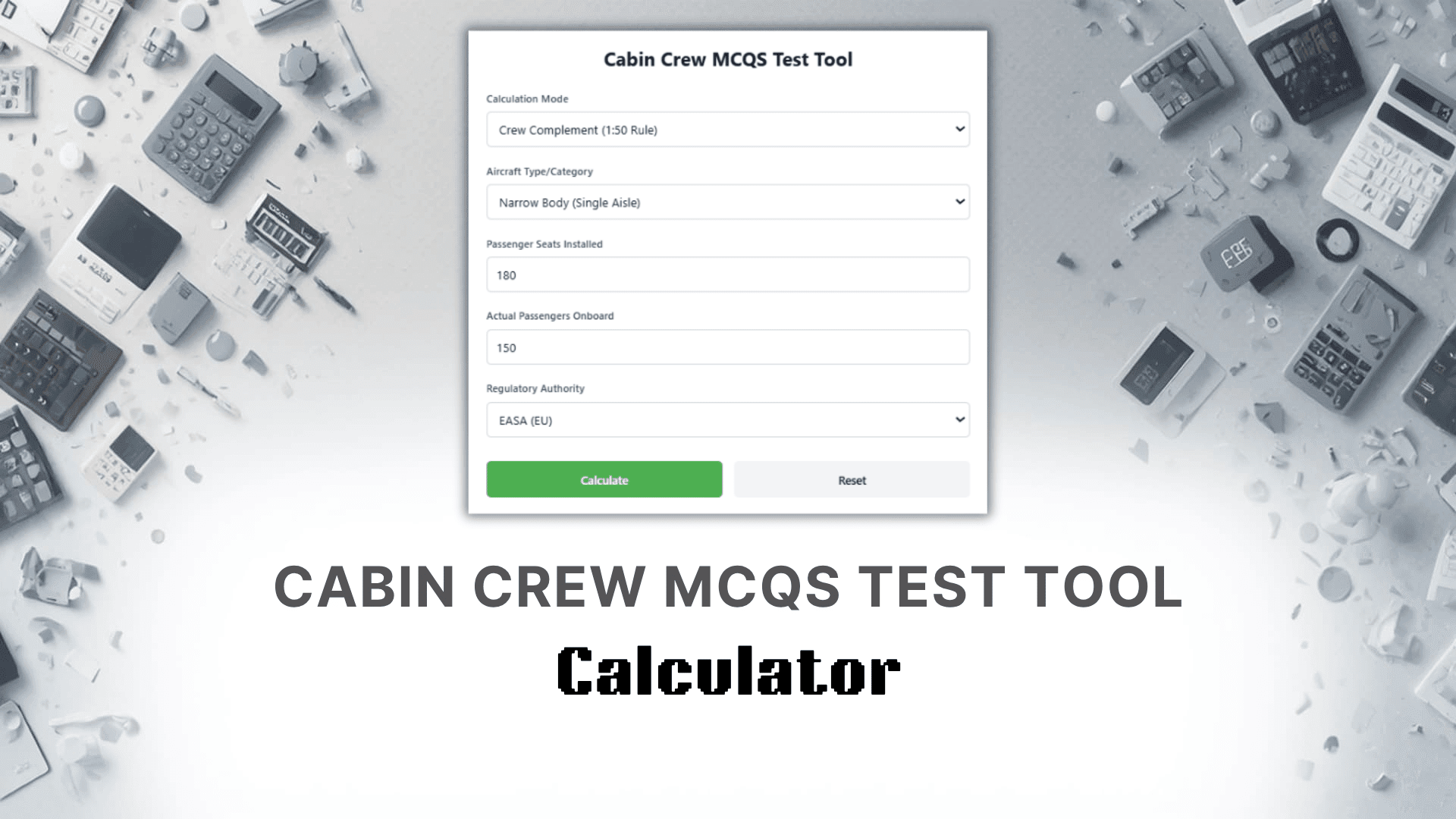 Cabin Crew MCQS Test Tool Calculator