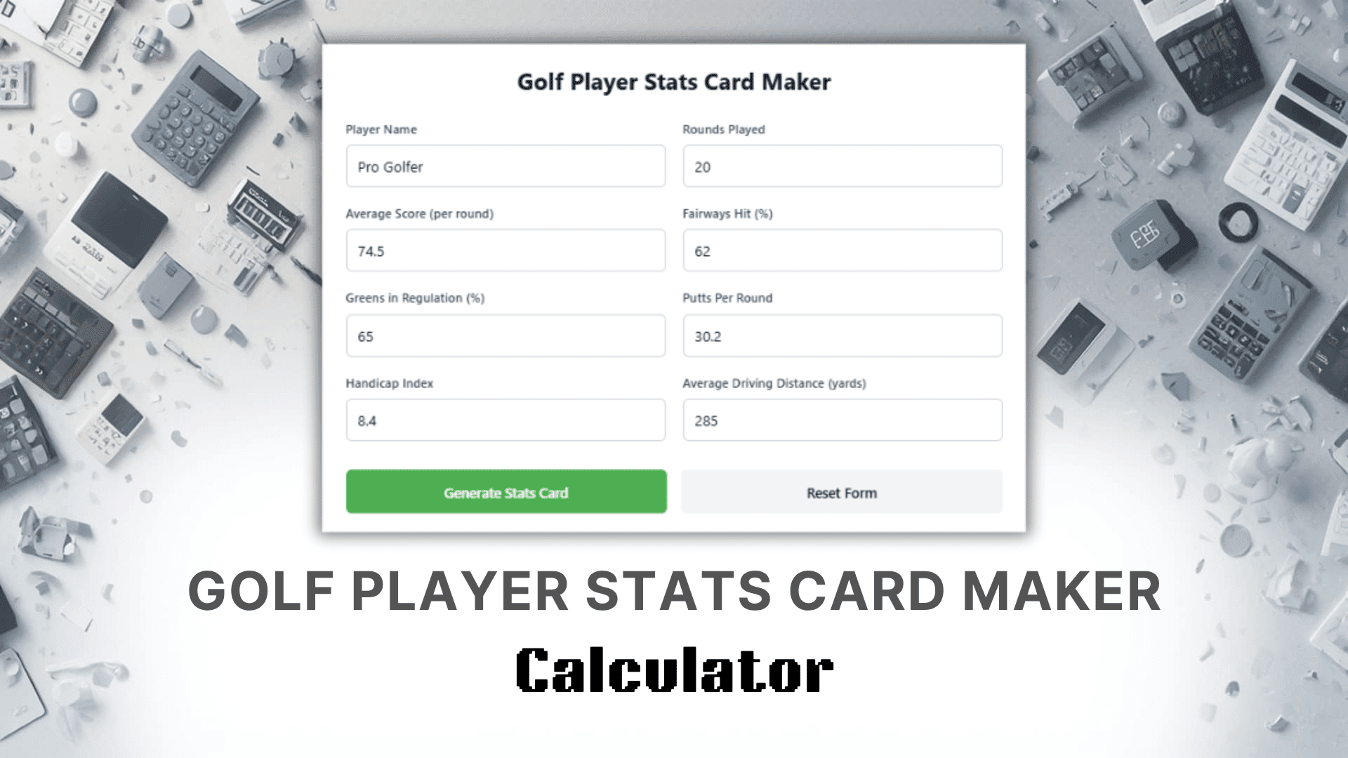 Golf Player Stats Card Maker Calculator