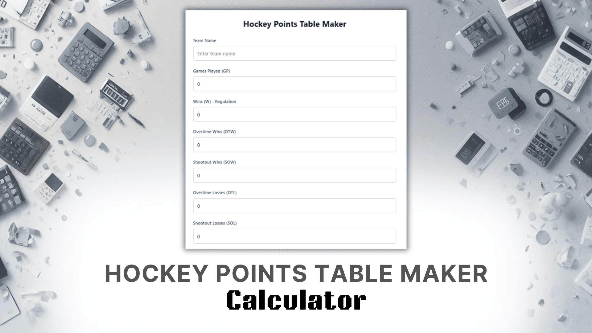 Hockey Points Table Maker Calculator