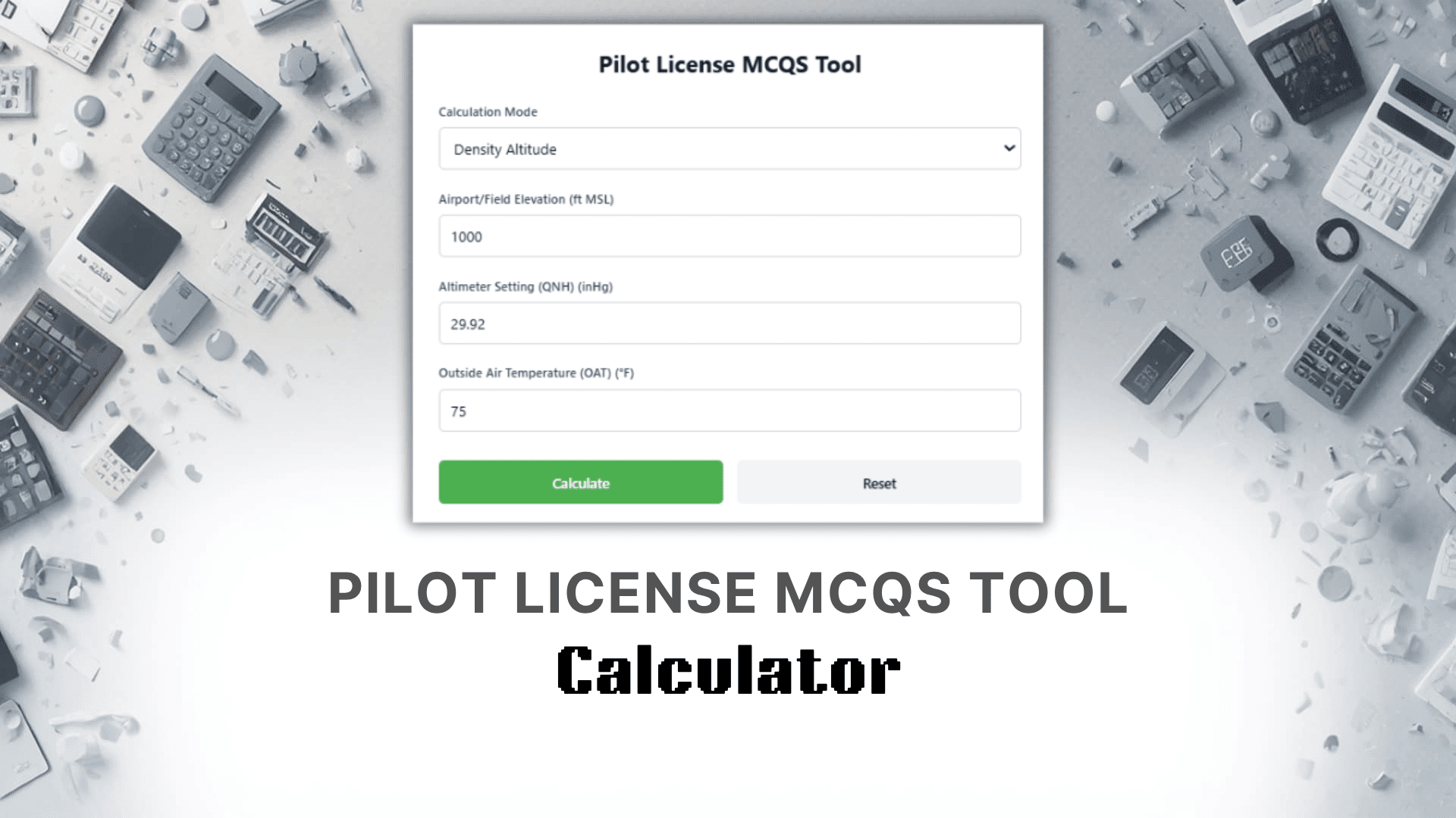Pilot License MCQS Tool Calculator