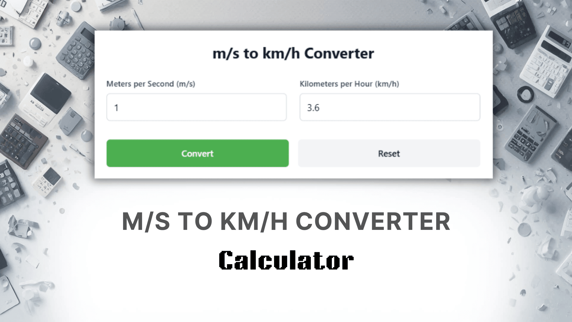 Ms To Kmh Converter Calculator