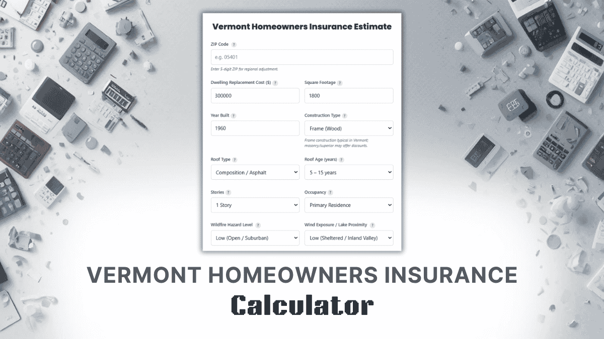 Vermont Homeowners Insurance Calculator