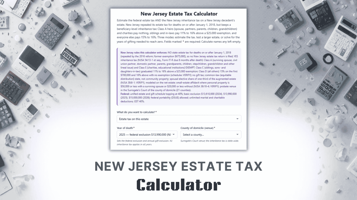 New Jersey Estate Tax Calculator