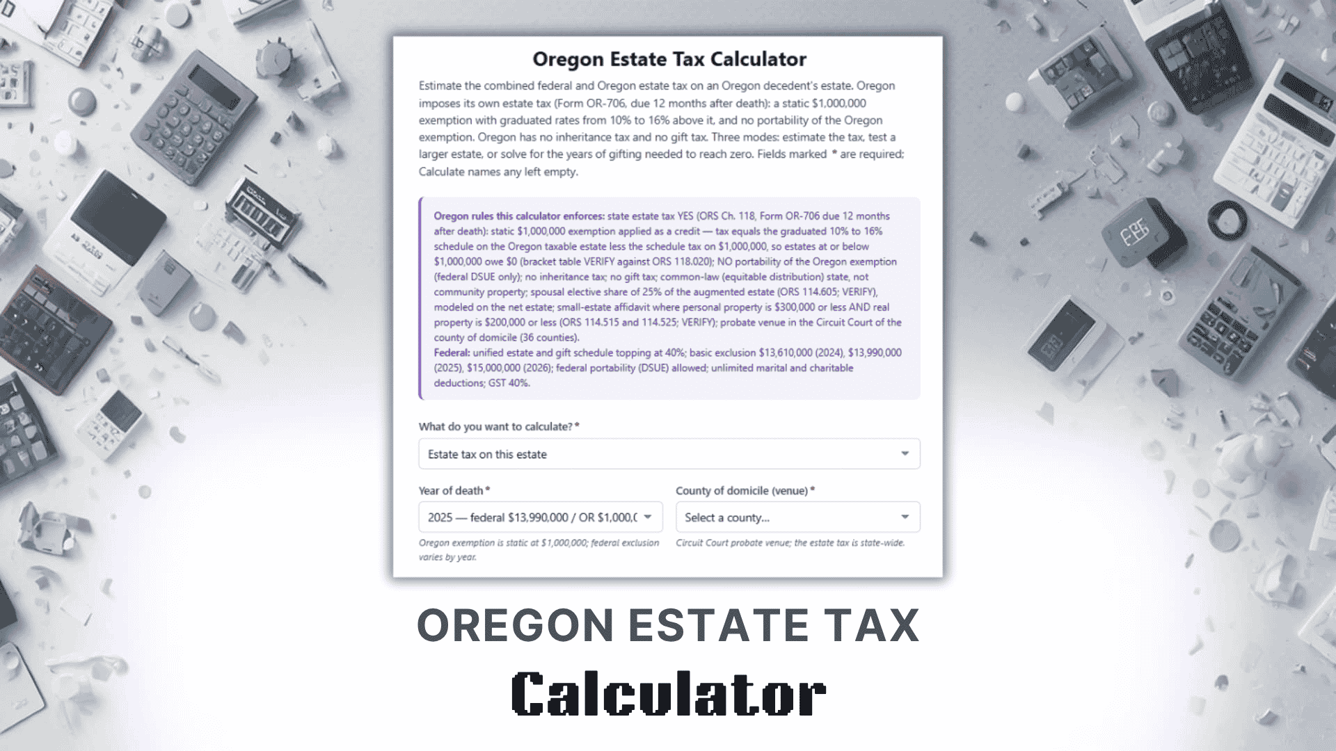 Oregon Estate Tax Calculator