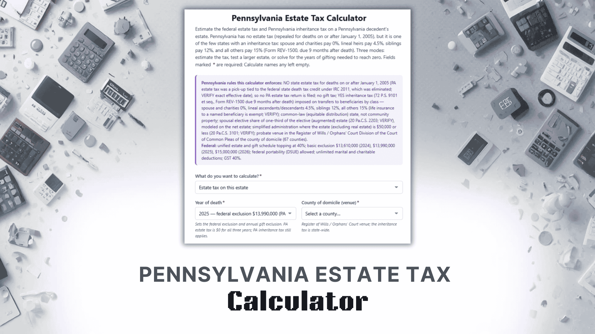 Pennsylvania Estate Tax Calculator
