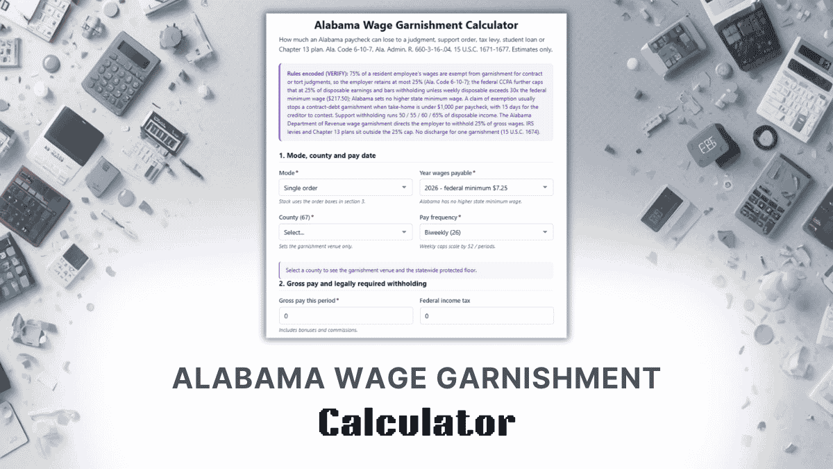 Alabama Wage Garnishment Calculator