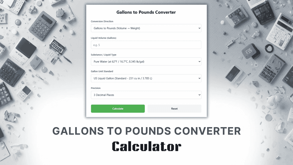 Gallons To Pounds Converter Calculator