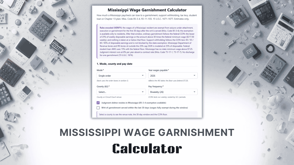Mississippi Wage Garnishment Calculator