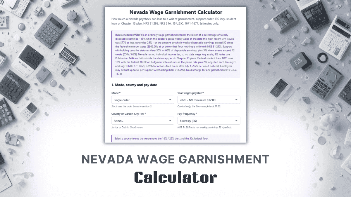 Nevada Wage Garnishment Calculator