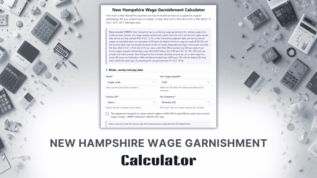 New Hampshire Wage Garnishment Calculator