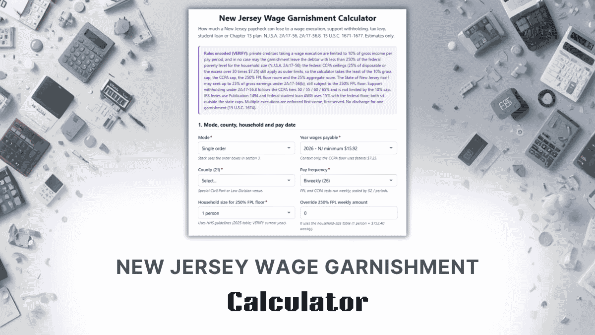 New Jersey Wage Garnishment Calculator