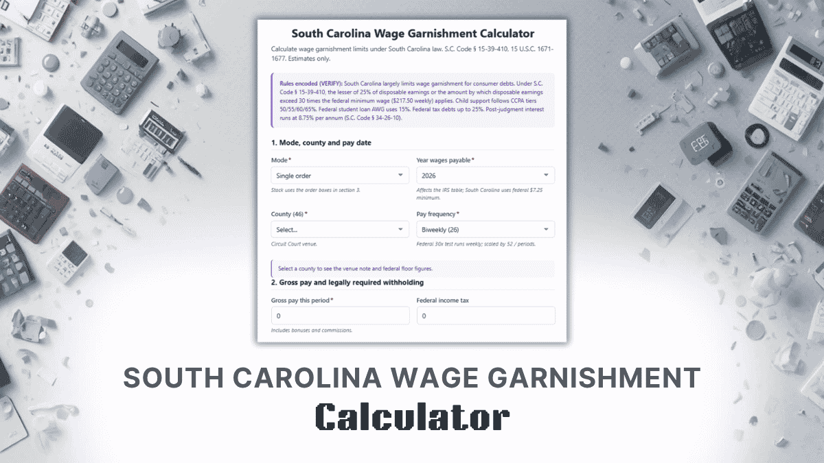South Carolina Wage Garnishment Calculator