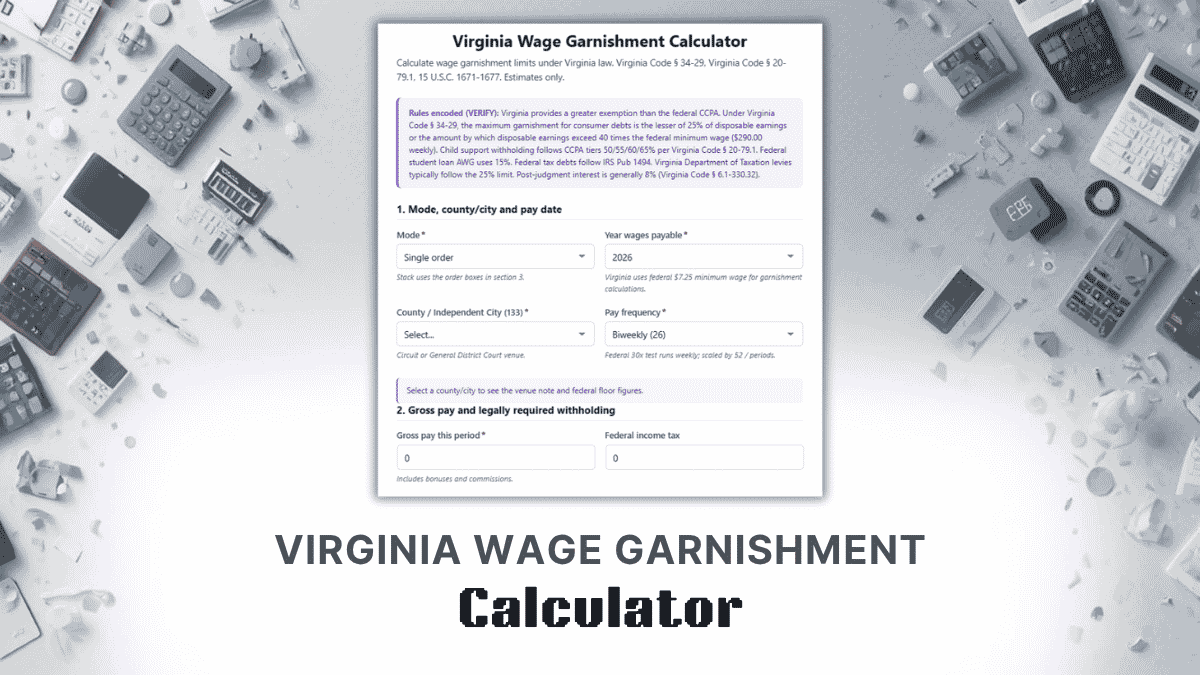 Virginia Wage Garnishment Calculator